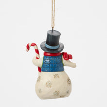 Load image into Gallery viewer, Snowman with Candy Cane Hanging Ornament