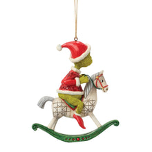 Load image into Gallery viewer, Grinch on Rocking Horse Hanging Ornament