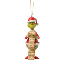 Load image into Gallery viewer, Grinch with List Hanging Ornament