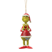 Load image into Gallery viewer, Grinch with Heart Hands Hanging Ornament