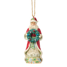 Load image into Gallery viewer, Santa Holding Wreath Hanging Ornament