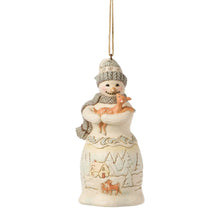 Load image into Gallery viewer, Woodland Snowman Holding Fawn Hanging Ornament