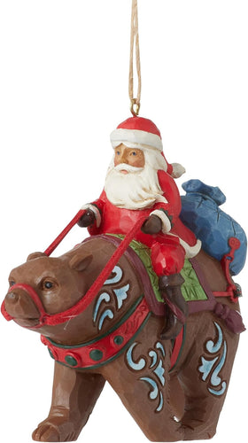 Santa Riding A Bear Hanging Ornament