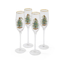 Load image into Gallery viewer, Spode Christmas Tree Set of 4 Champagne Flutes