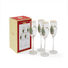 Load image into Gallery viewer, Spode Christmas Tree Set of 4 Champagne Flutes