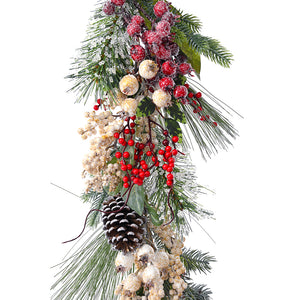 Cream and Green Garland with Pinecones & Berries