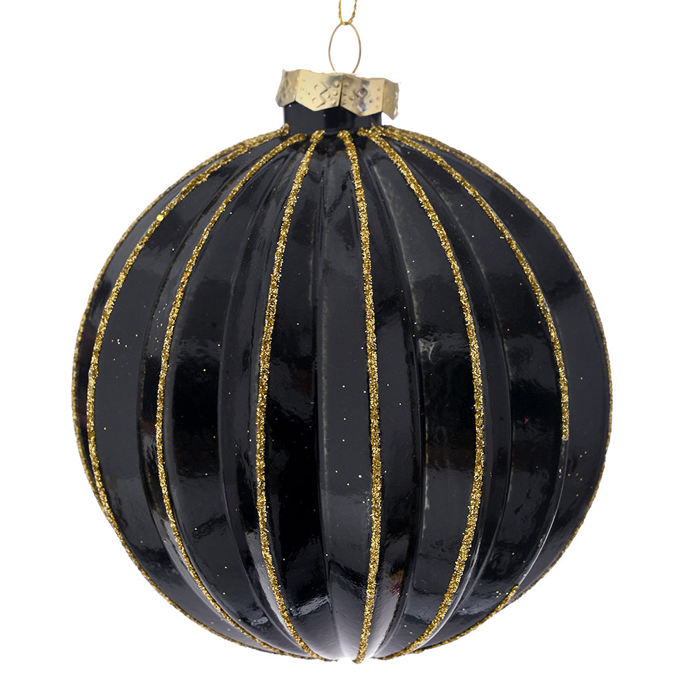 Black And Gold Glass Bauble Set Of 4