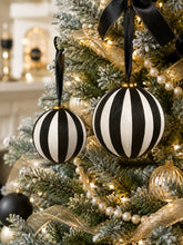 Load image into Gallery viewer, Black and White Striped Yarn Ball Ornament