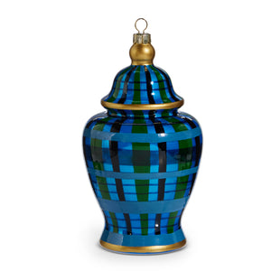 BLACK WATCH PLAID GINGER JAR ORNAMENT