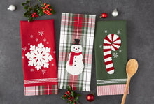 Load image into Gallery viewer, Candy Cane Embellished Dishtowel