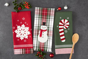 Candy Cane Embellished Dishtowel