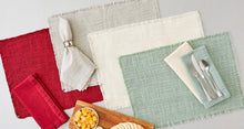 Load image into Gallery viewer, Cranberry Basket Fringe Placemat