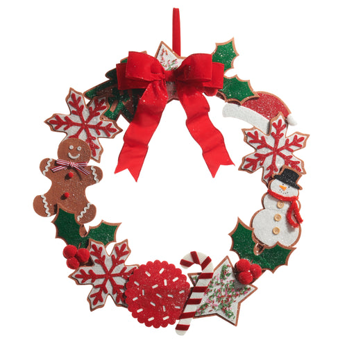Felt Gingerbread Cookie Christmas Wreath