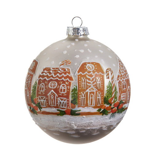 Gingerbread House Ball Glass Christmas Ornament