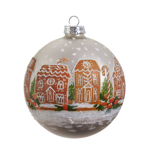 Gingerbread House Ball Glass Christmas Ornament