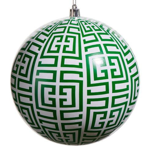 Green Greek Key Large Ball Hanging Ornament