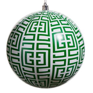 Green Greek Key Large Ball Hanging Ornament