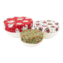 Load image into Gallery viewer, Holly Jolly Reusable Dish Covers Set of 3