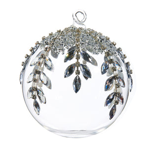 JEWELED BALL CLEAR GLASS ORNAMENT