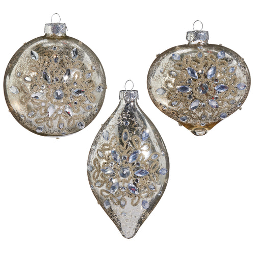 JEWEL MERCURY BALL ORNAMENT SET OF 3