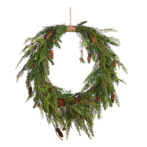 OVAL CEDAR AND PINECONE WREATH