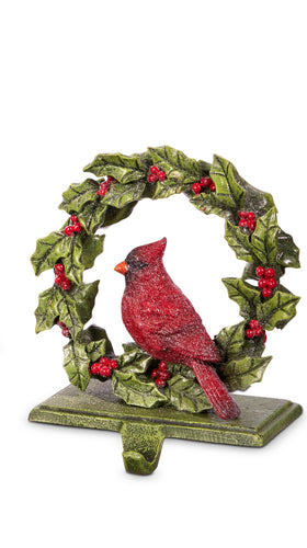 Holly Cardinal Stocking Holder Looking Left