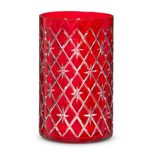 RED ETCHED HURRICANE CANDLE HOLDER LARGE