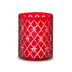 RED ETCHED HURRICANE CANDLE HOLDER MEDIUM