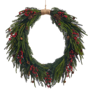 Real Feel Berry, Pinecone, and Pine Oval Christmas Wreath