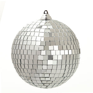 SILVER DISCO BALL ORNAMENT MEDIUM