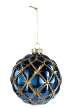 Load image into Gallery viewer, Blue and Gold Harlequin Ornament - Ball