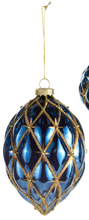Load image into Gallery viewer, Blue and Gold Harlequin Ornament - Finial