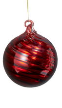 Load image into Gallery viewer, Red Swirl Blown Glass Hanging Ornament - Ball