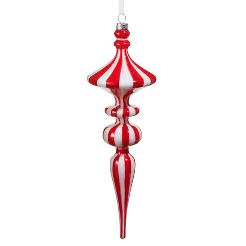 Striped Finial Glass Christmas Ornament
