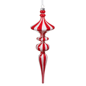 Striped Finial Glass Christmas Ornament
