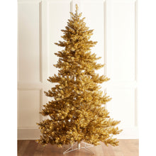 Load image into Gallery viewer, Gold and Silver Tinsel LED Lighted Christmas Tree 2.4m