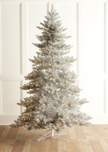 Load image into Gallery viewer, Silver Tinsel LED Lighted Christmas Tree 1.8m