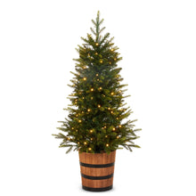 Load image into Gallery viewer, Pre-Lit Norway Spruce Tree in Barrel Pot - 125cm