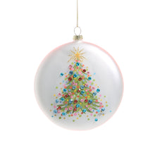 Load image into Gallery viewer, Confetti Tree Disc Glass Christmas Hanging Ornament