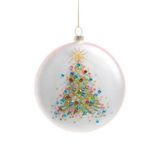 Confetti Tree Disc Glass Christmas Hanging Ornament