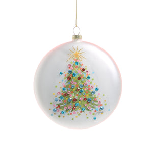 Confetti Tree Disc Glass Christmas Hanging Ornament