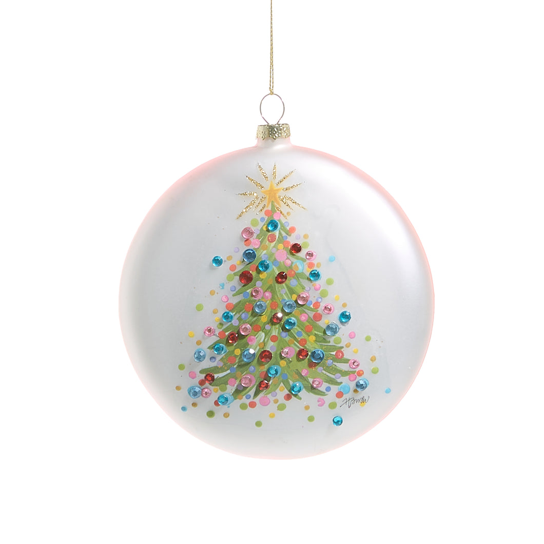 Confetti Tree Disc Glass Christmas Hanging Ornament
