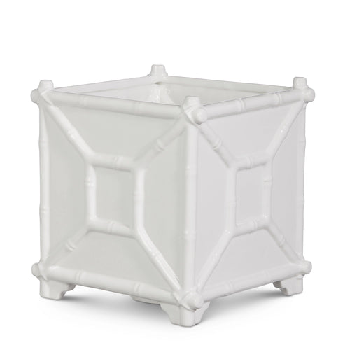 White Bamboo Planter Large