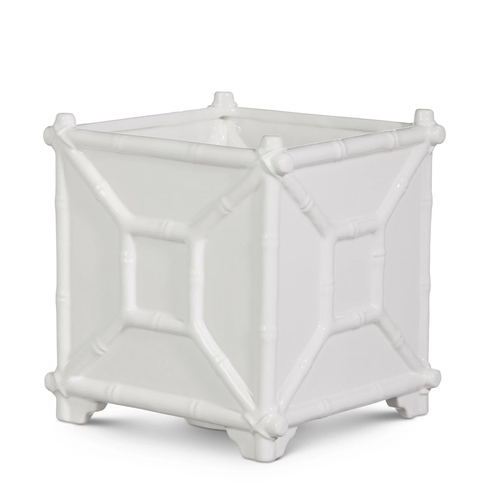 White Bamboo Planter Large