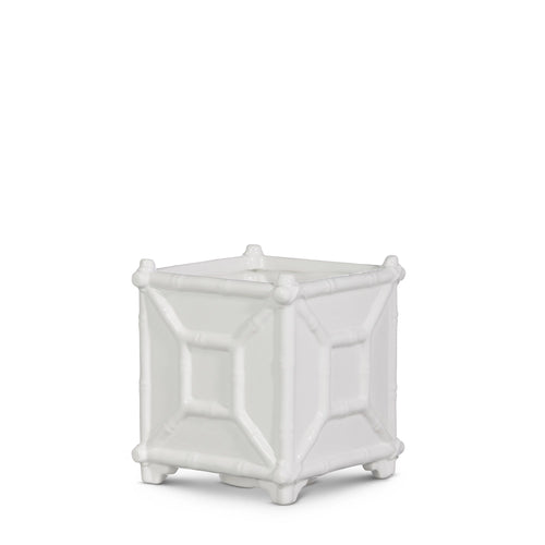 White Bamboo Planter Small