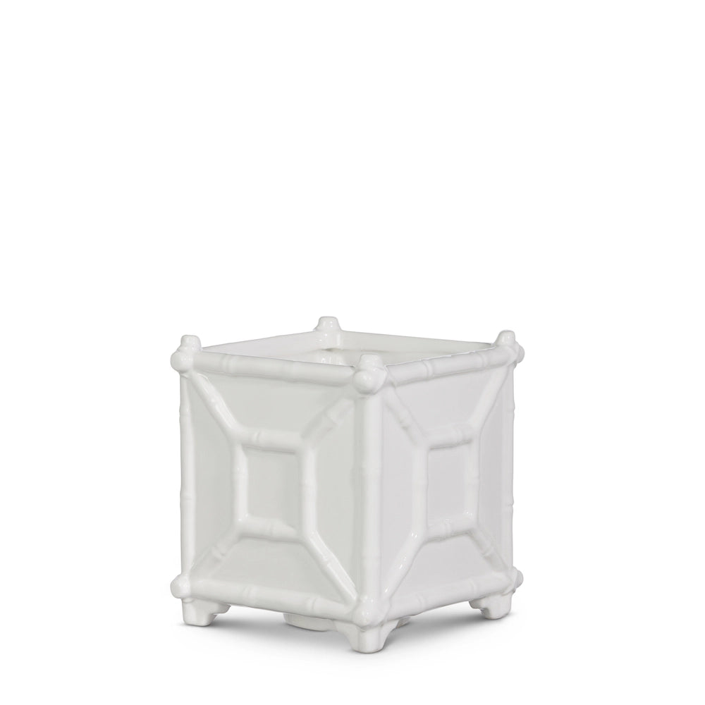 White Bamboo Planter Small