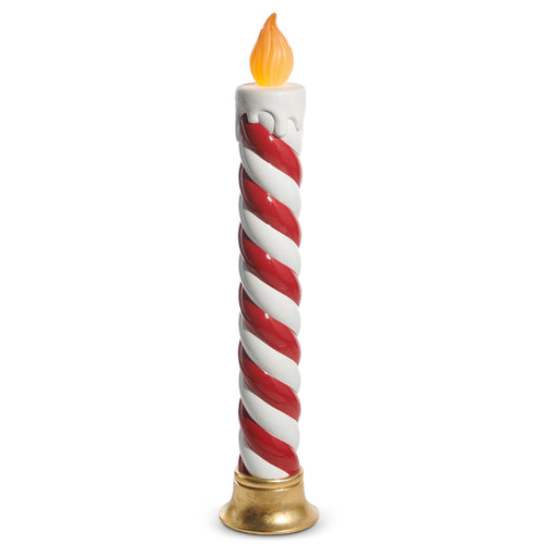 Large Red and White Swirl Battery Operated Christmas Candle Decoration
