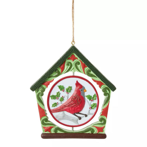 Cardinal Bird House Hanging Ornament