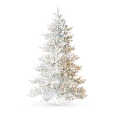 Silver Tinsel LED Lighted Christmas Tree 1.8m