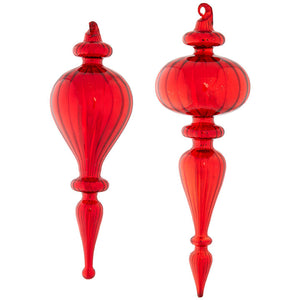 Red Finial Ornament - Set of 2